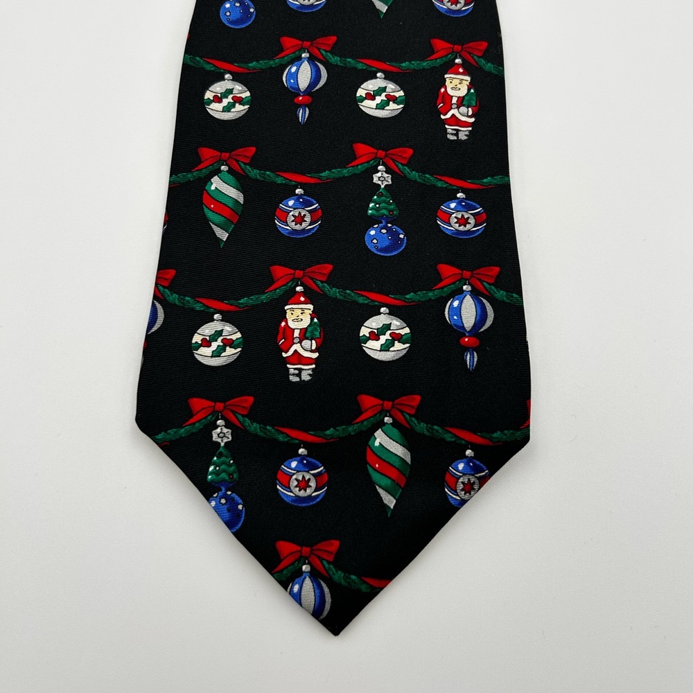 Zylos George Machado Holiday Novelty Men's Silk Tie Christmas Santa Ornament USA